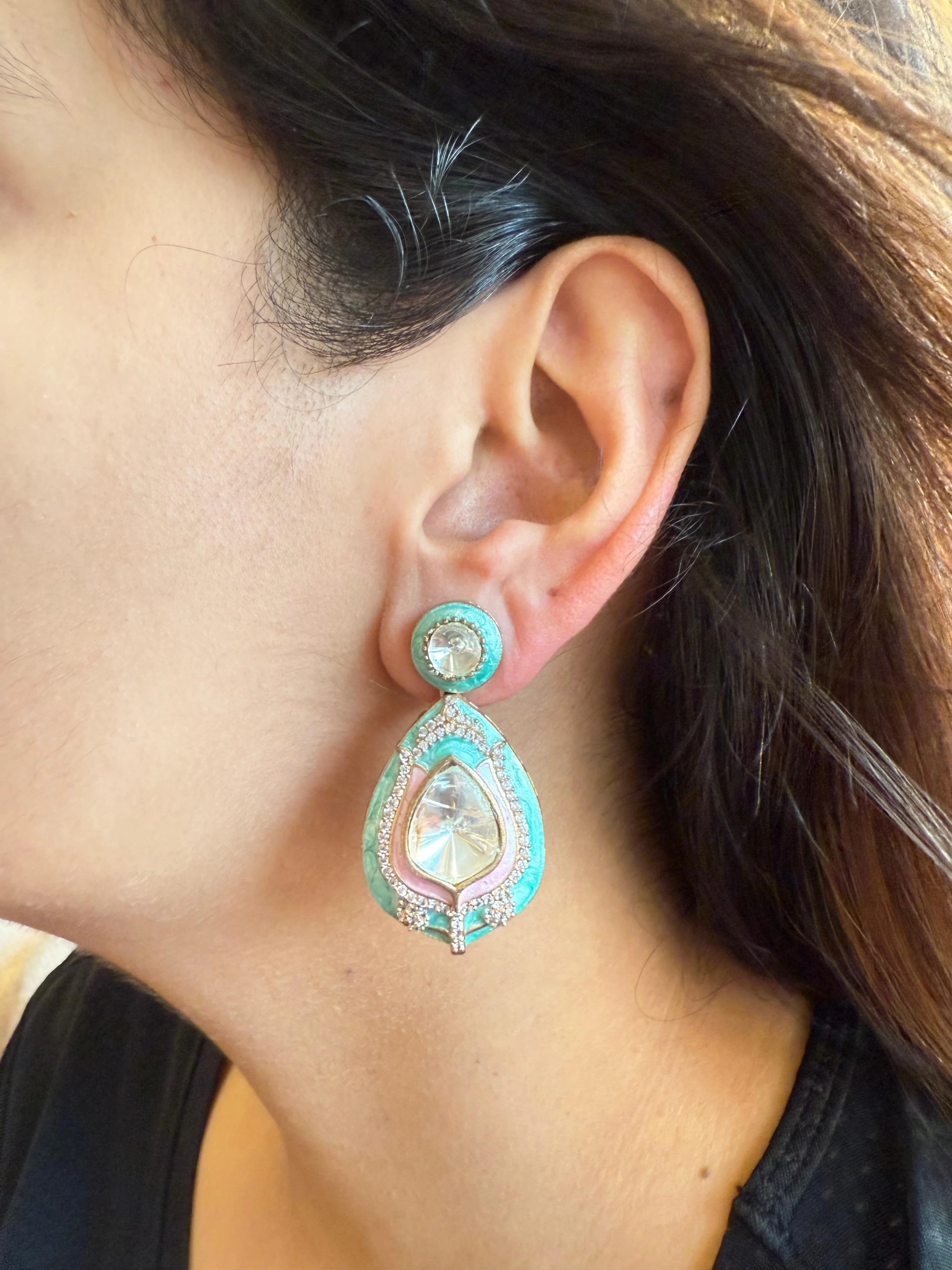 ADWETA SKY&PINK RESIN EARRING - Image 2