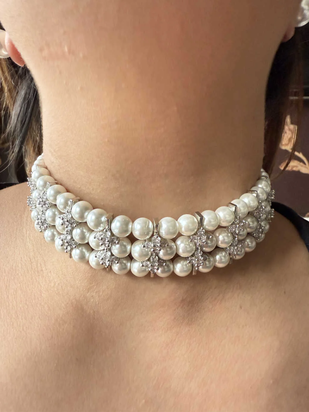 ANDREO 3 LINE PEARL CHOKER