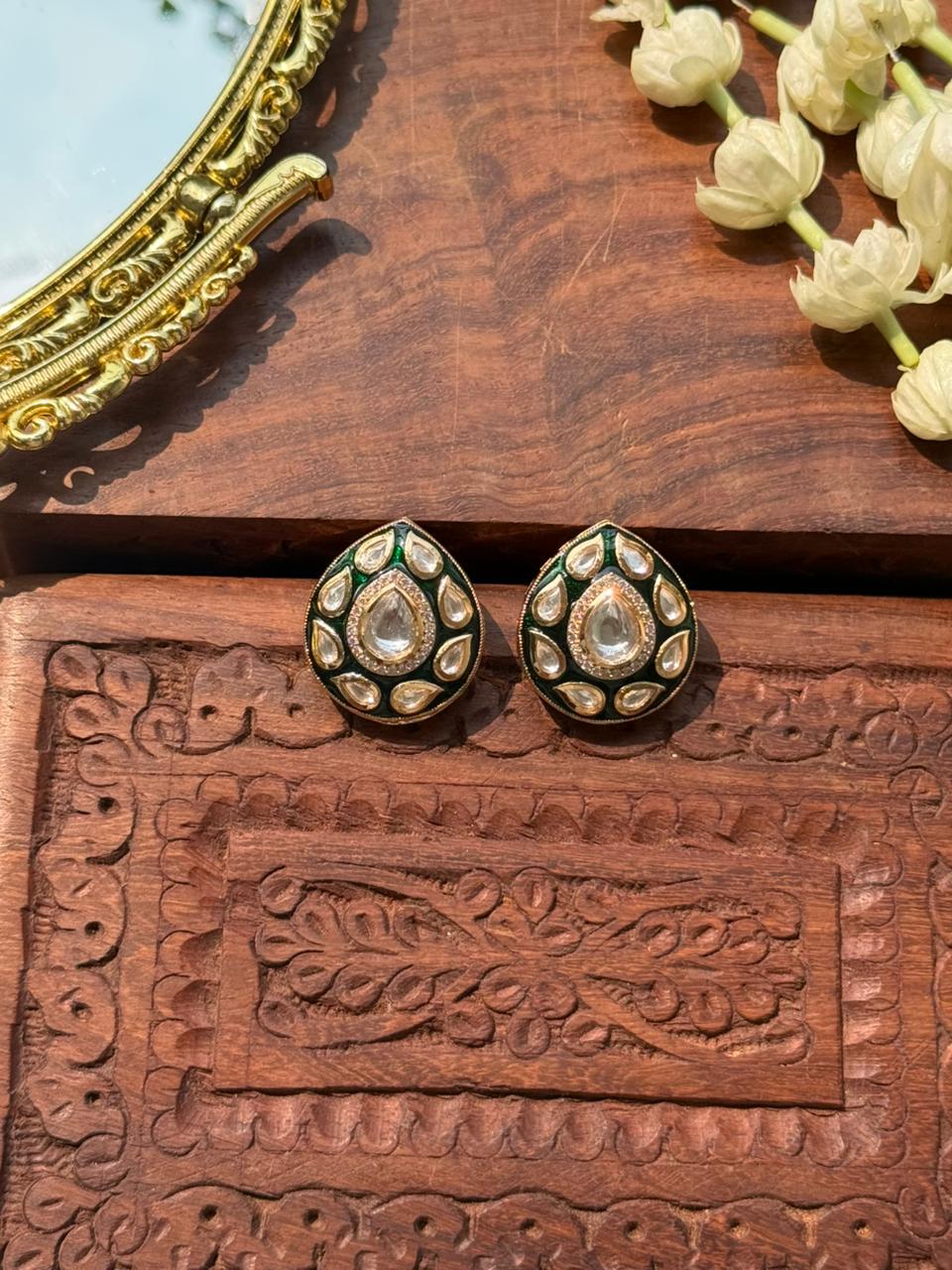 FARIHA COLOURED POLKI STUD - Image 2