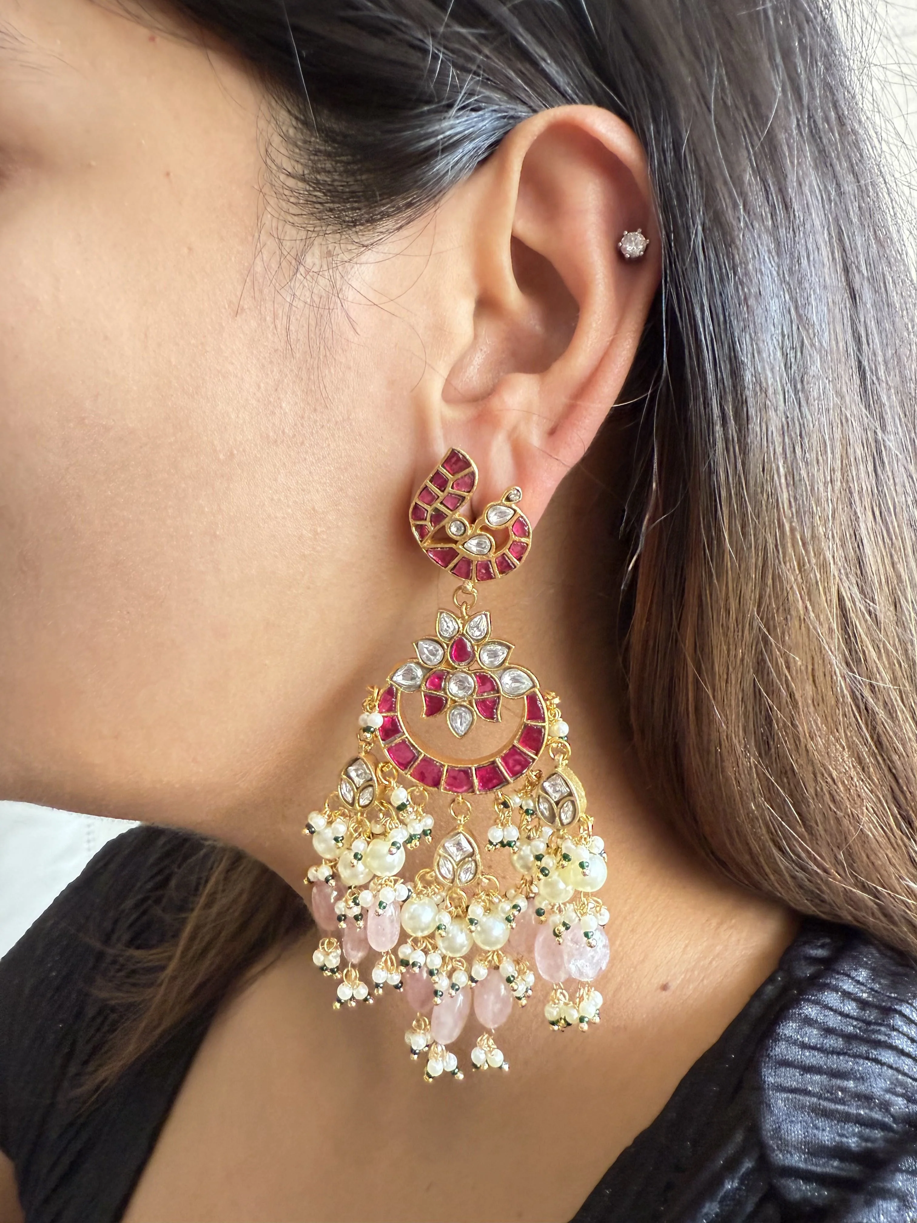 IRTIKA PINK LONG EARRING