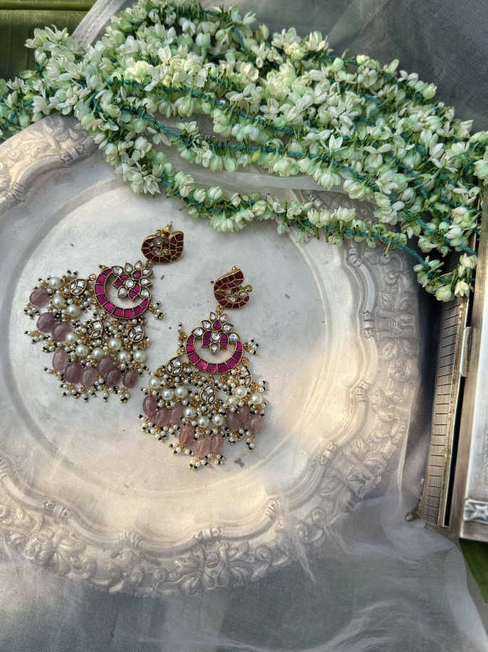 IRTIKA PINK LONG EARRING - Image 2