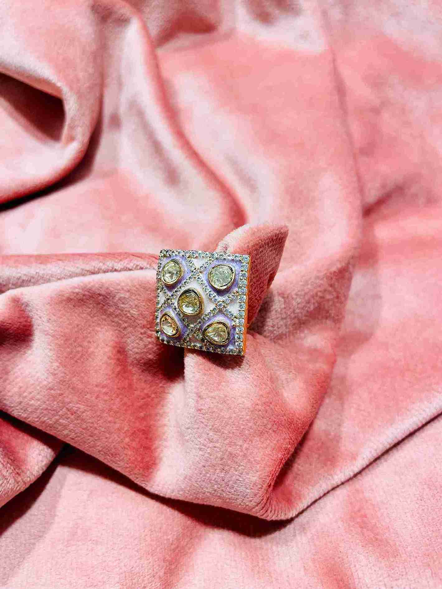 KAMYA LILAC POLKI RING - Image 3