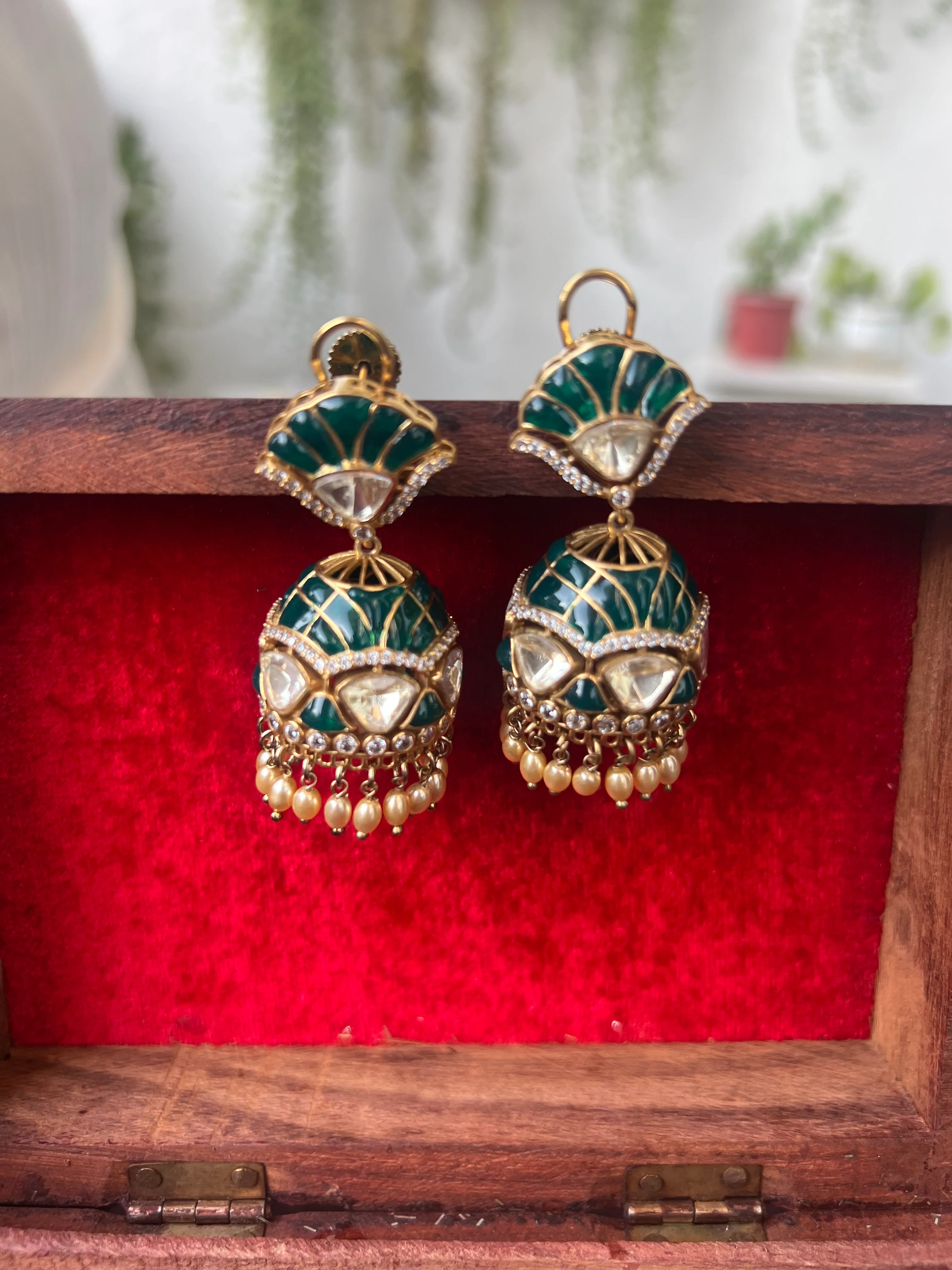 Madhu Meenakari Polki Jhumka - Image 2