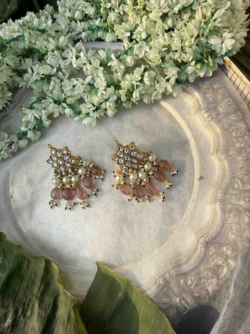 MALINI PINK FLOWER STUD - Image 2