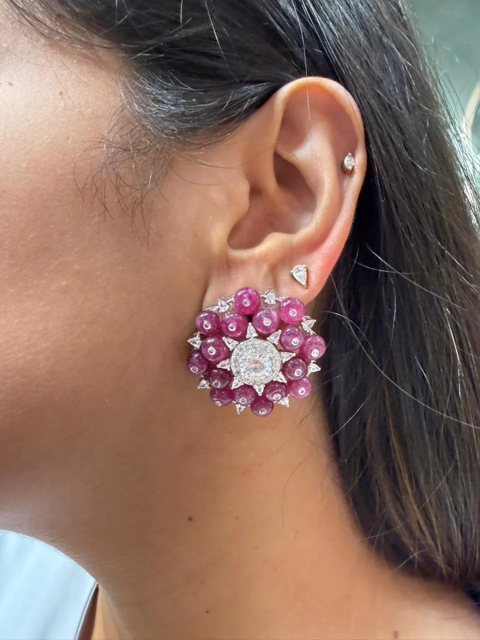 MORGAN RUBY FLOWER STUD - Image 3