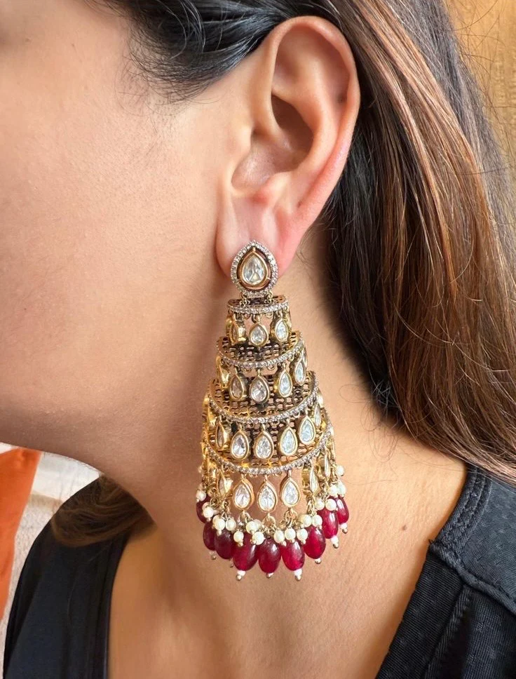 Zayra Polki Earring (Red - colour customisable)