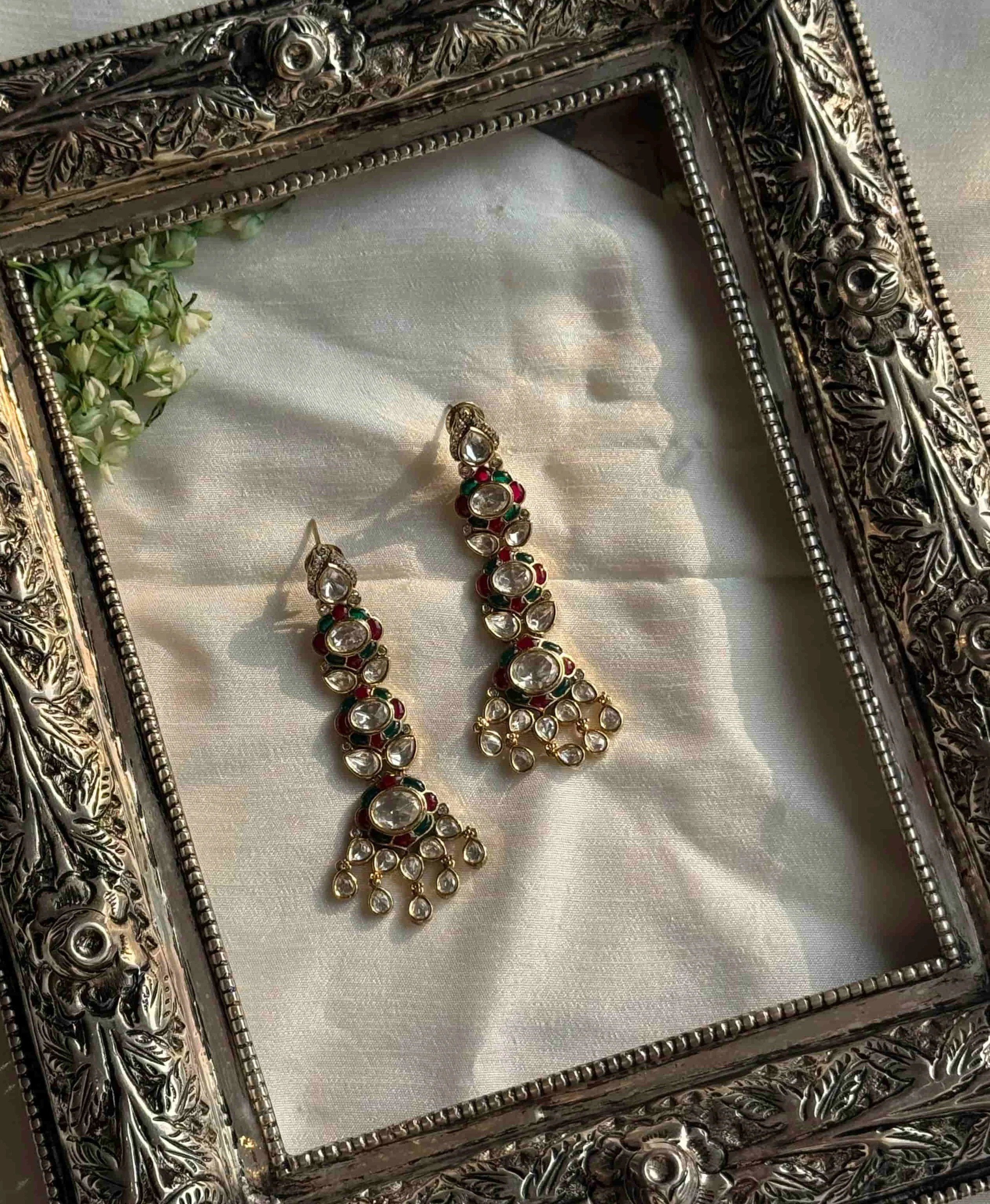 RISHI RED & GREEN LONG EARRING - Image 2