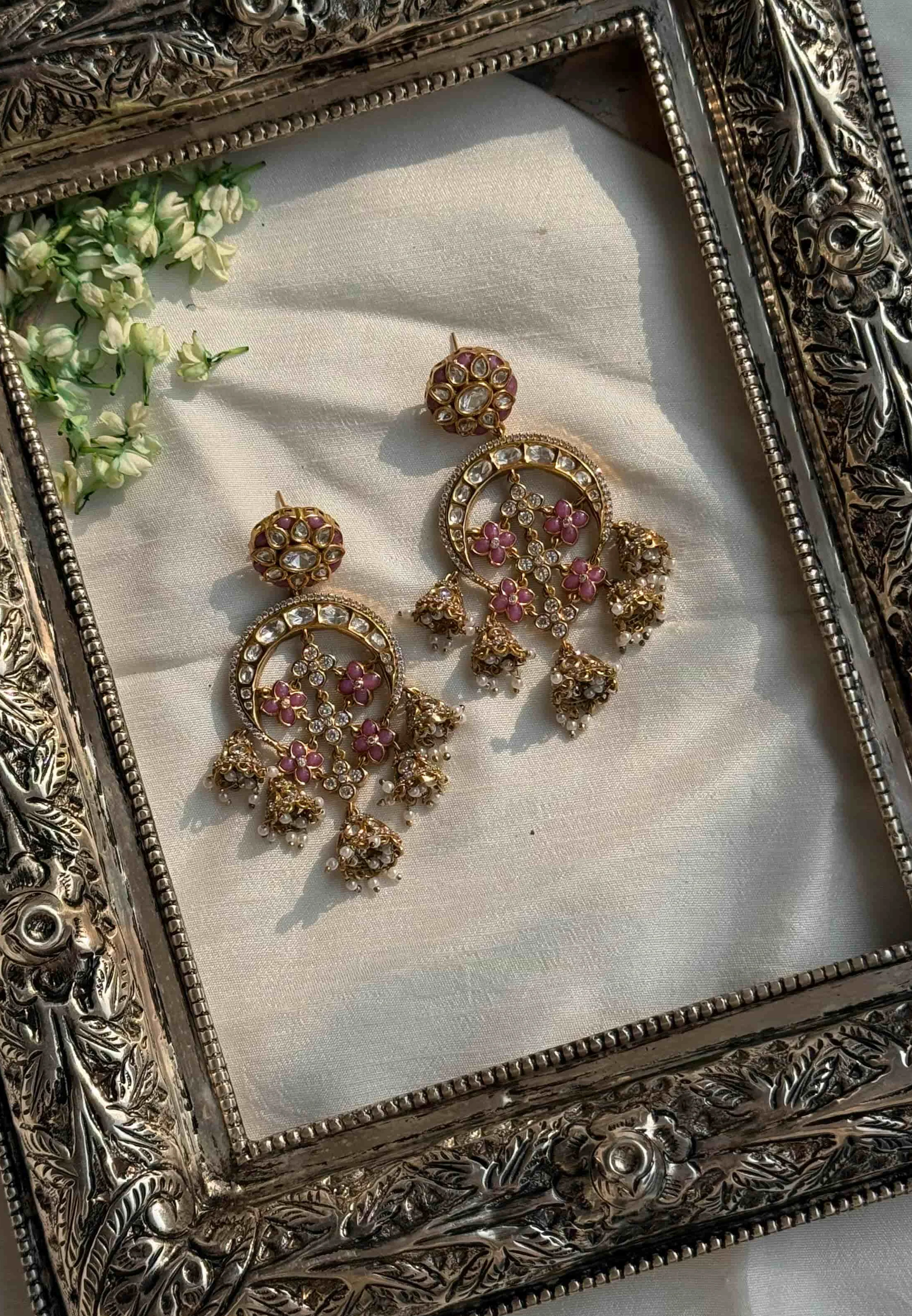 SURVI PINK POLKI EARRING - Image 2