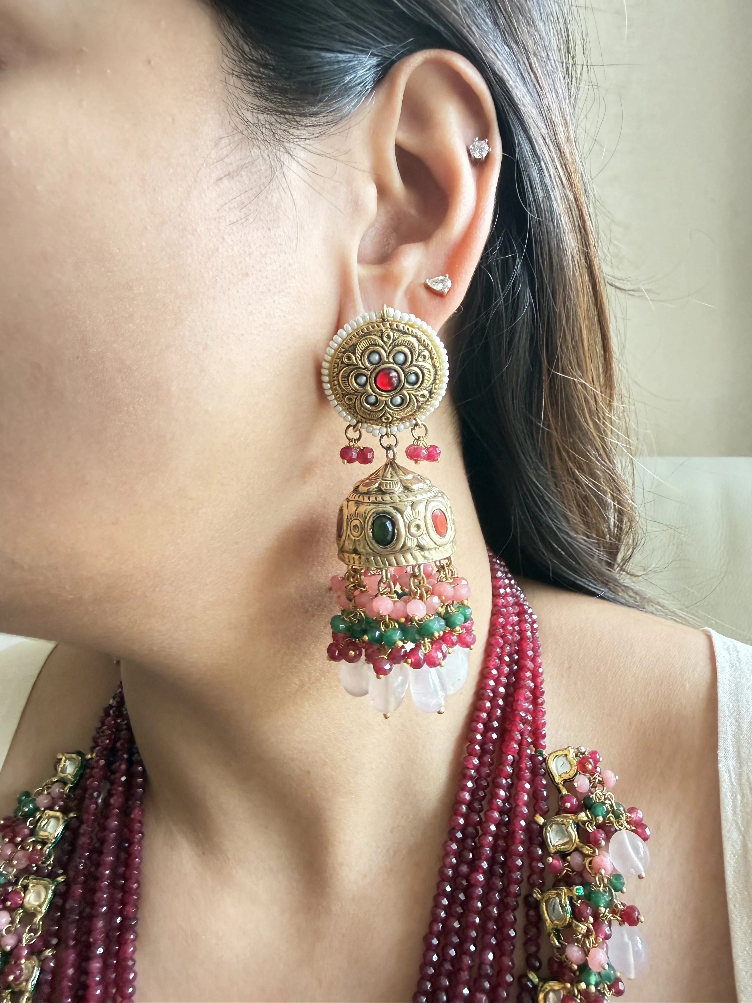 Vaasvi Long Navratna Pendant Necklace - Image 3